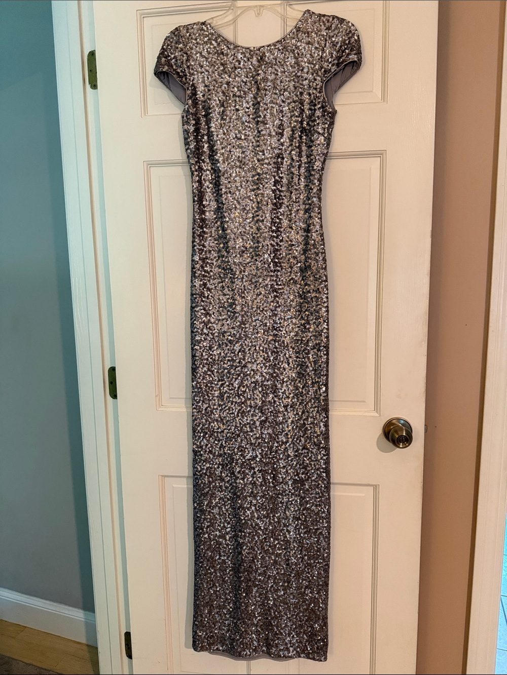 Dress the Population Silver Sequin Maxi Dress